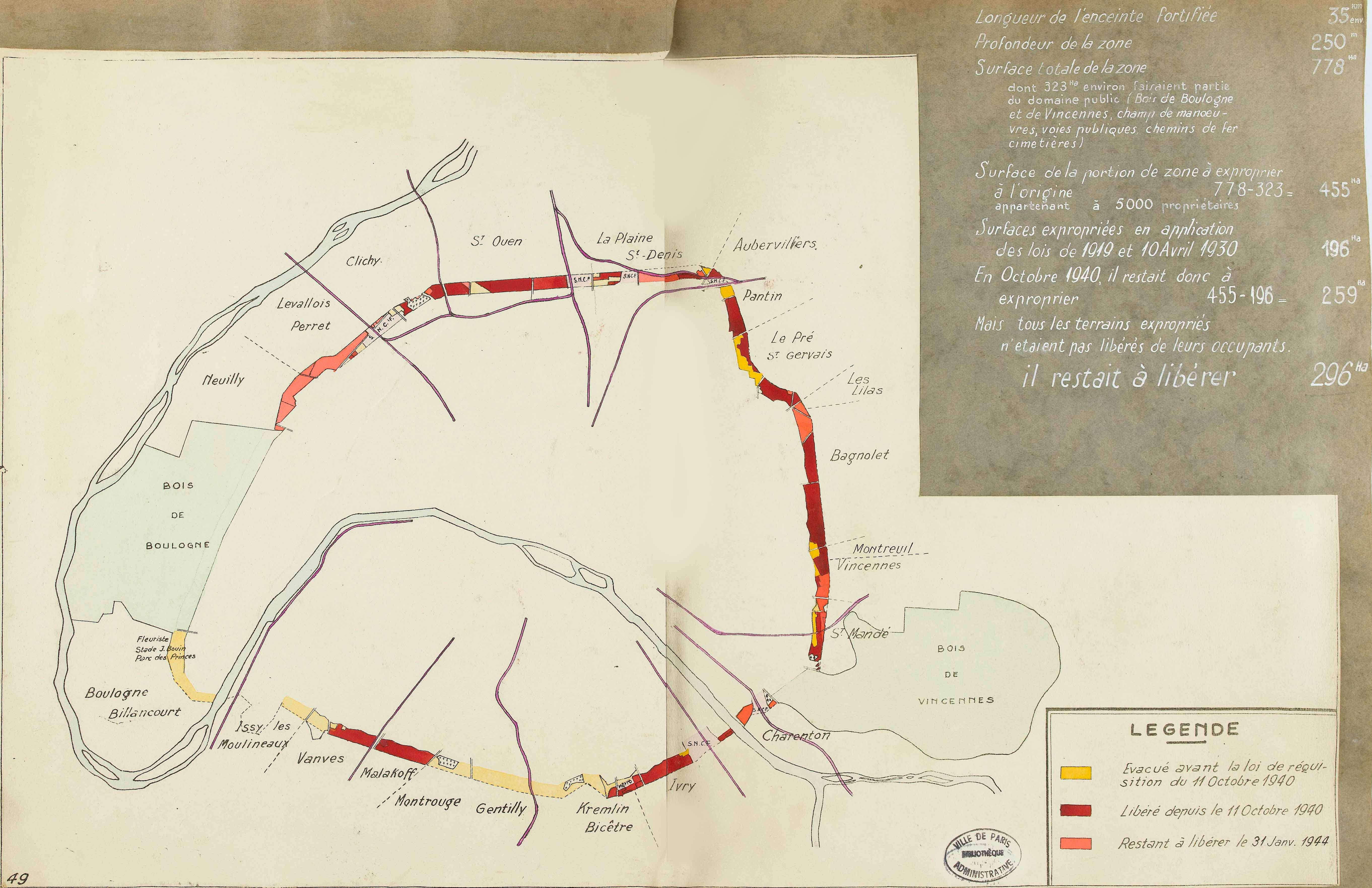 Plan des terrains expropriés ou à exproprier, 1944