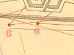 06-Bercy - Vue de l'angle est du bastion 1 au premier plan et de l'angle ouest du bastion 3 (vestiges) - Le chemin de fer de Lyon entre dans Paris - vers Paris (12e)