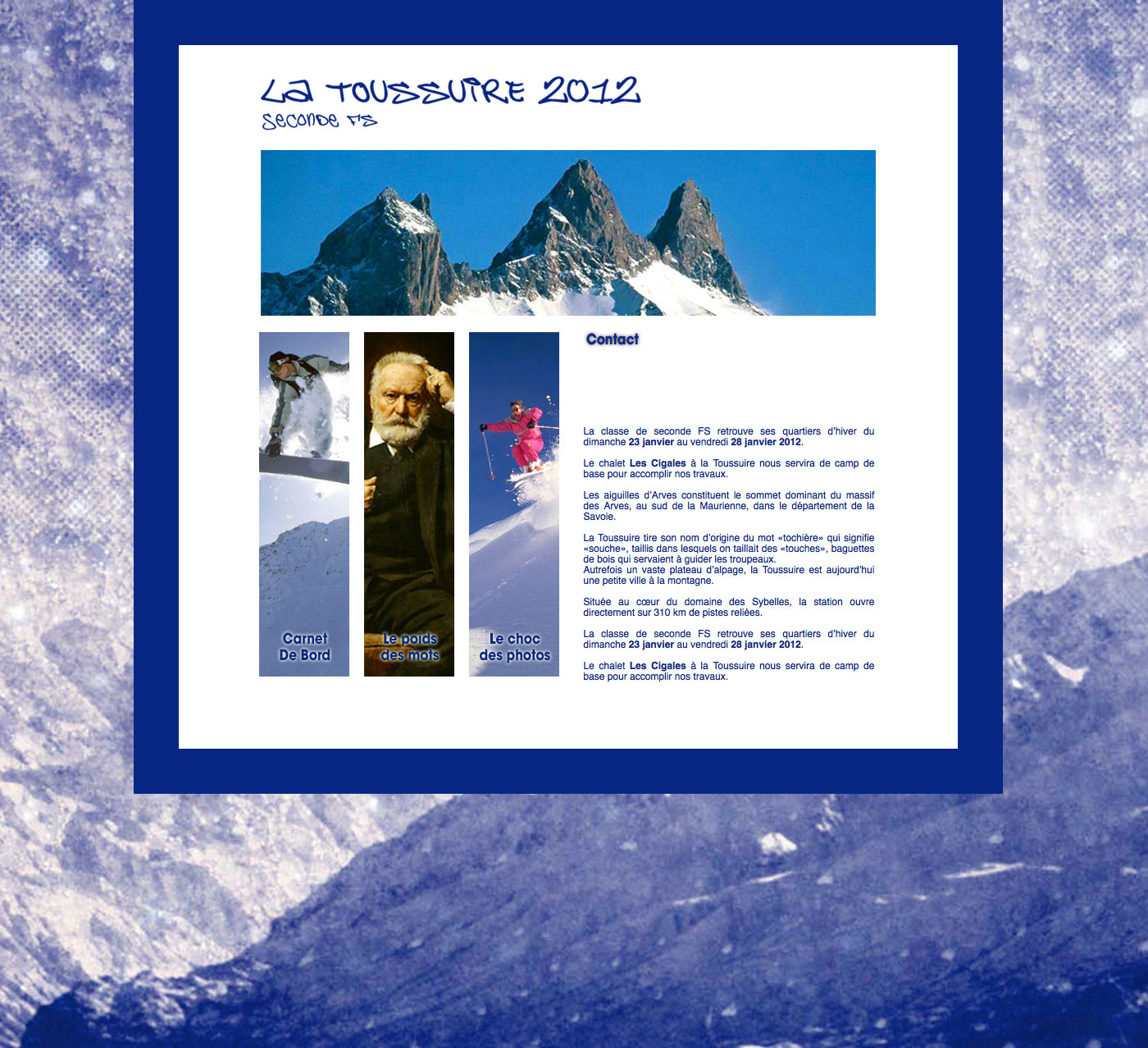 Page d'accueil du site La Toussuire